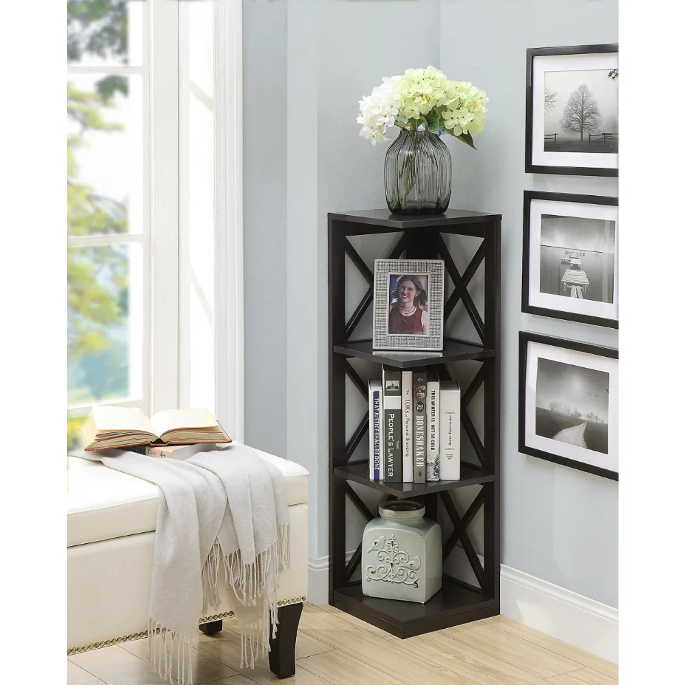 

Oxford 3 Tier Corner Bookcase, Espresso Storage Holders Racks