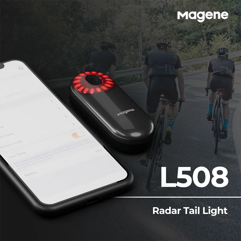 Magene-enquêter arrière LED pour vélo, radar intelligent, éclairage pour sauna, tige de dégager, vélo électrique