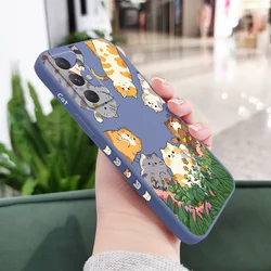 Charming Cat Silicone Phone Case - Durable Cute Design Cover - Samsung A17 (Light Blue)