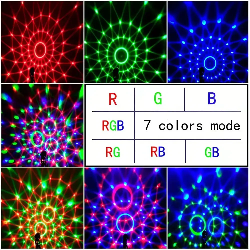 LED Stage Lights RGB Sound Activated Rotating Disco DJ Party Magic Ball Strobe Mini Laser Projector Lamp Home KTV Christmas Show
