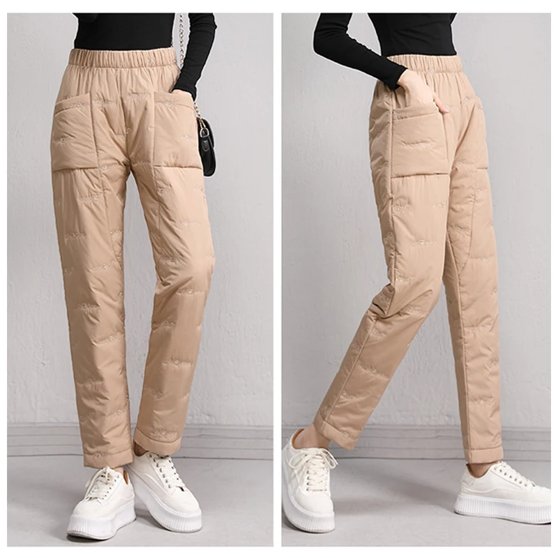 Pantalon Chaud En Coton Pour Femme, Léger, Rembourré, Matelassé