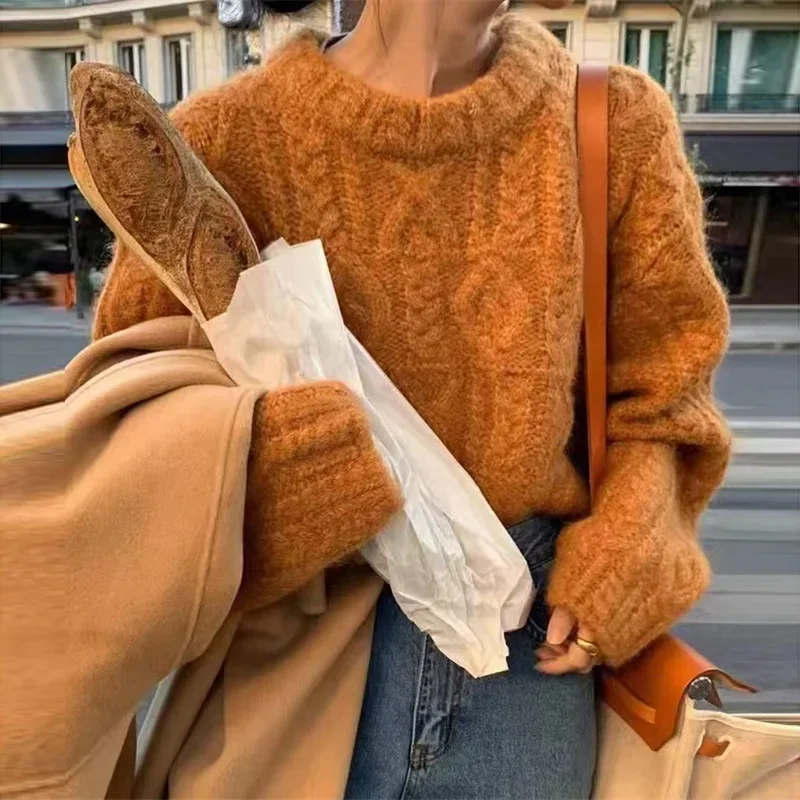 

Winter Thicken Plus Velvet Sweaters For Women Casual Warm Knit Pullovers Fleece Lined Knitwear Ribbed Bottomed Tops Wool