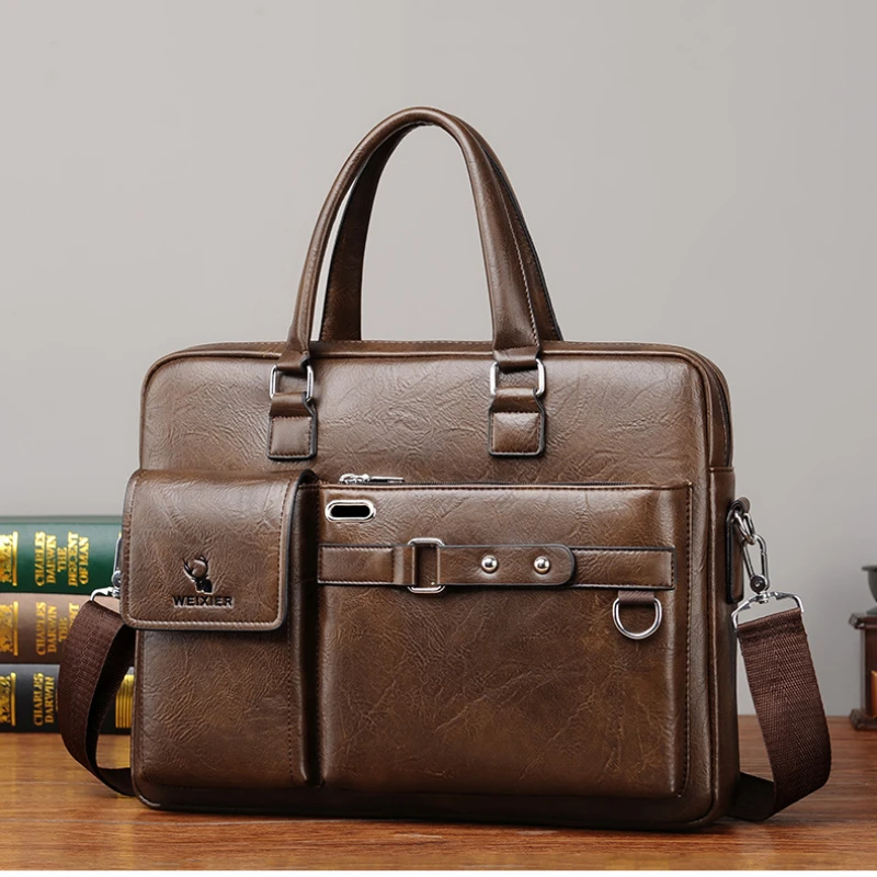 

Fashion Men's Shoulder Bag Portable PU Leather Handbag Business Briefcase Travel Man Crossbody Bags Men's Chest Bag