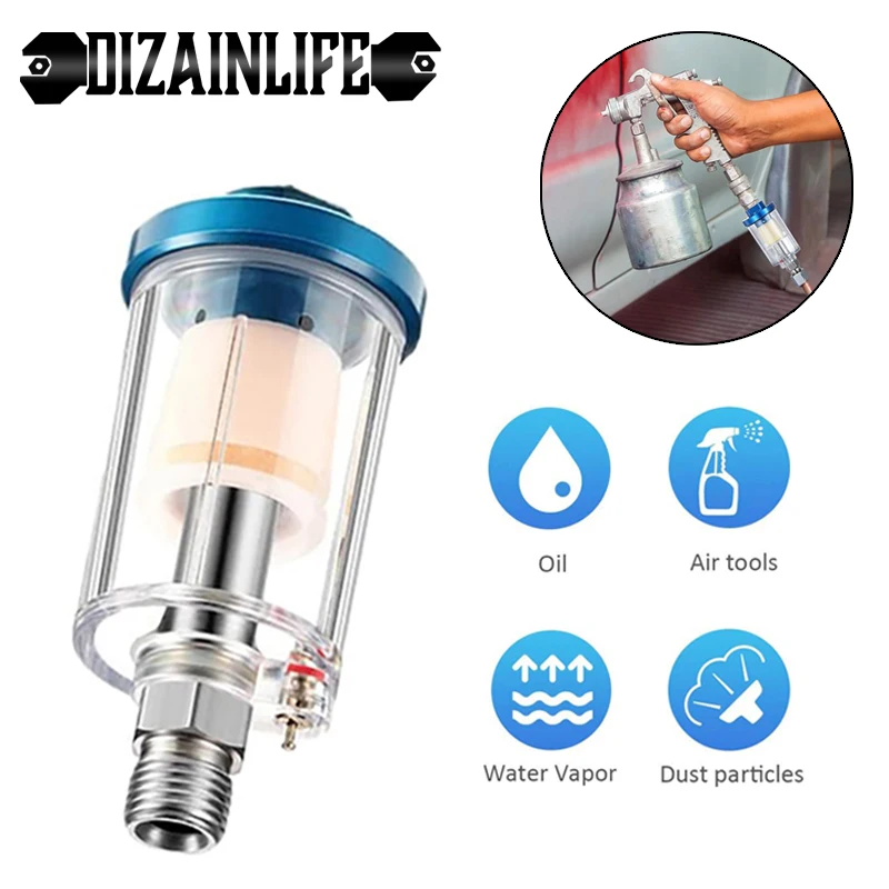 Pneumatic Filter Oil Water Separation Filter 1/4" Standard Thread Transparent Air Compressor Moisture Trap Air Filter