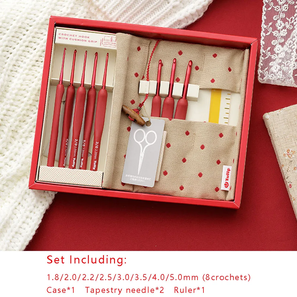オリジナルチューリップエティモレッドかぎ針編みフックセットかぎ針
