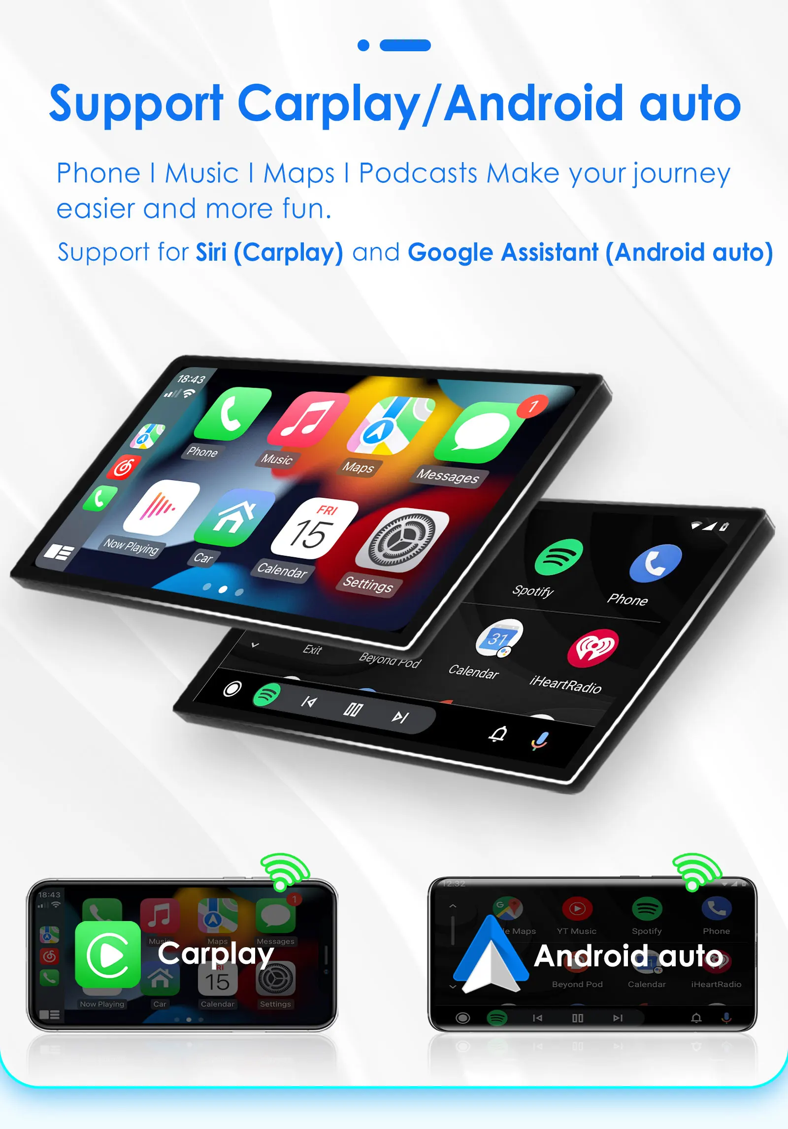 Hizpo Radio de coche inalámbrico CarPlay Android Auto de 9 pulgadas para MITSUBISHI Mirage Spacestar Attrage 2012-2018 Dodge Attitude Multimedia Apple CarPlay inalámbrico Sistemas inteligentes Pantalla táctil IPS Reproductor de vídeo estéreo 2 Din Autoradio Unidad principal Navegación BT 5