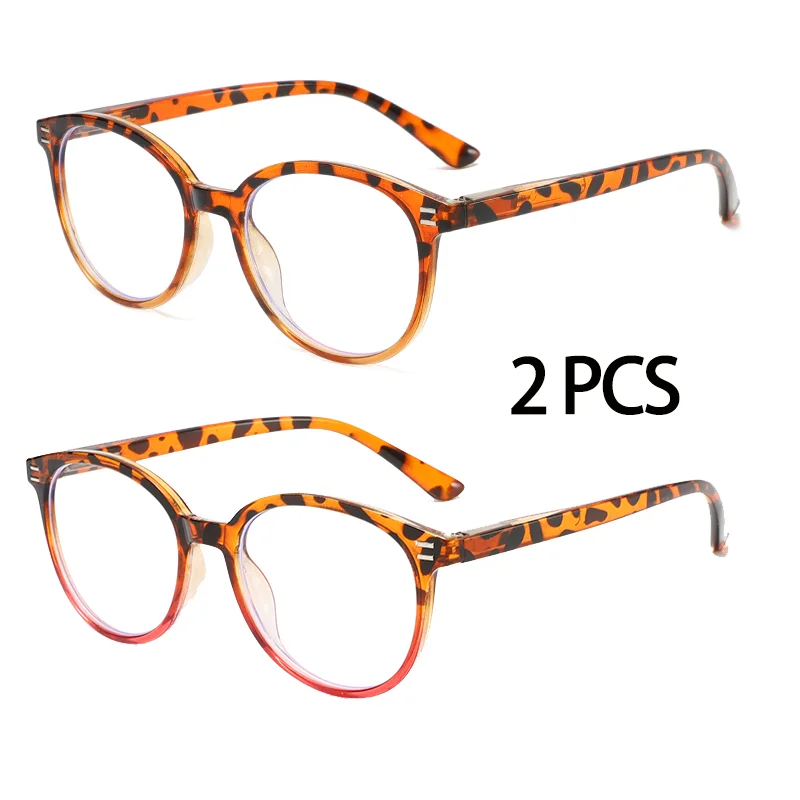 2 זוגות של משקפי קריאה מעוצבים ונוחים, אנטי-תאורה כחולה, מתאימים לגברים ונשים מכל הגילאים