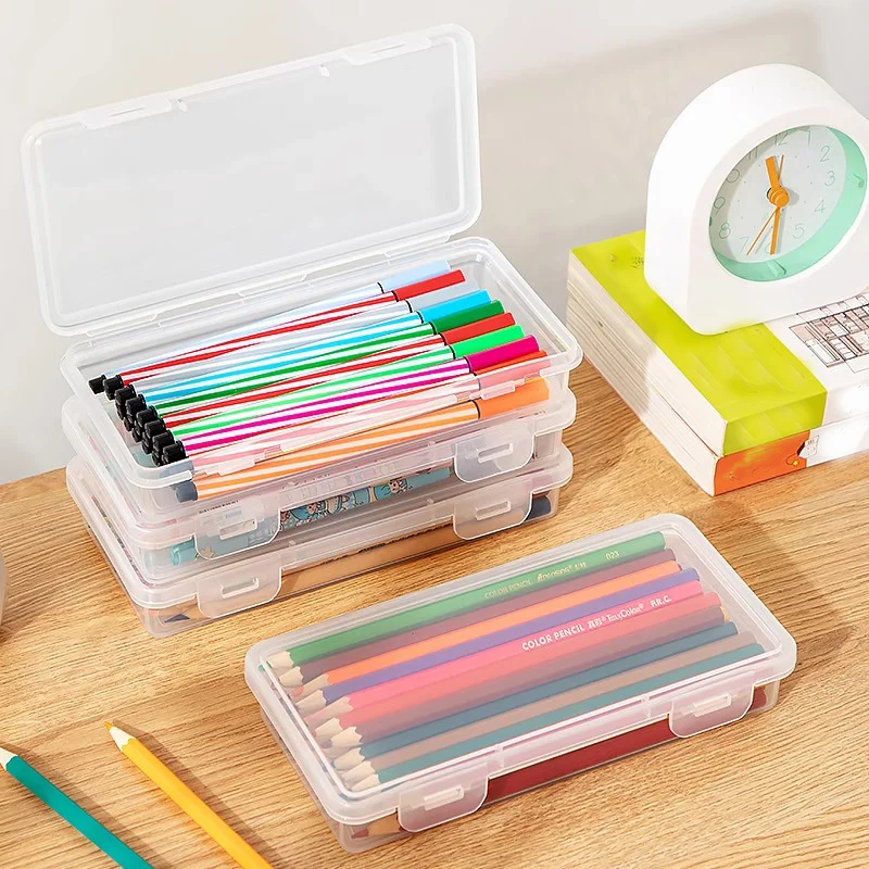 Pencil Case Plastic Transparent Pencil Case Large Capacity Stackable Design Sketch Art Student