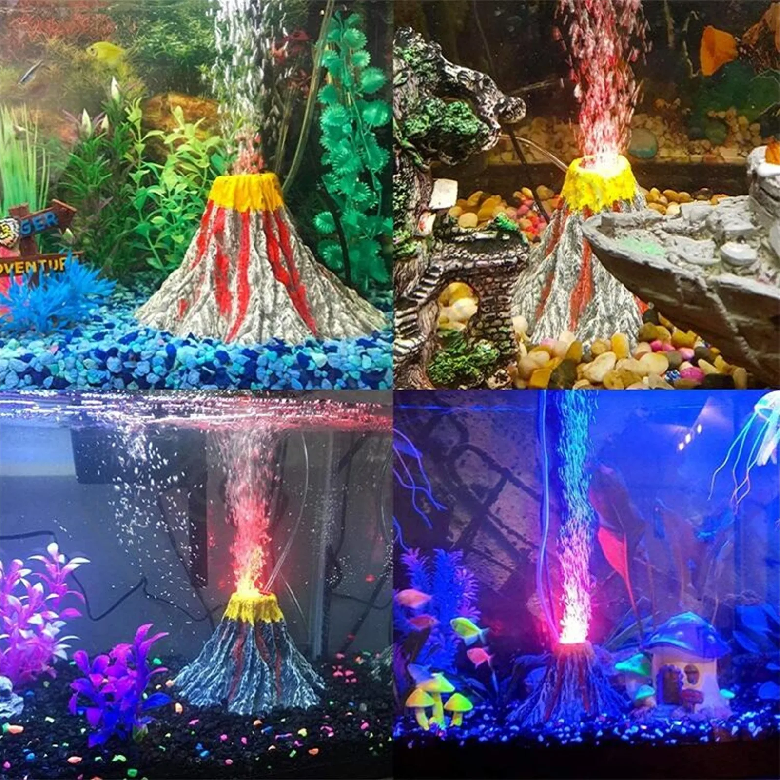 Color Changing Aquarium Volcano Decor 3