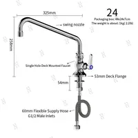 ก๊อกน้ําติดดาดฟ้าอุณหภูมิเดียวเชิงพาณิชย์พร้อมหัวฉีดสวิงและคอห่านหมุนสําหรับอ่างล้างจาน - โครงสร้างทองเหลืองทนทาน 5