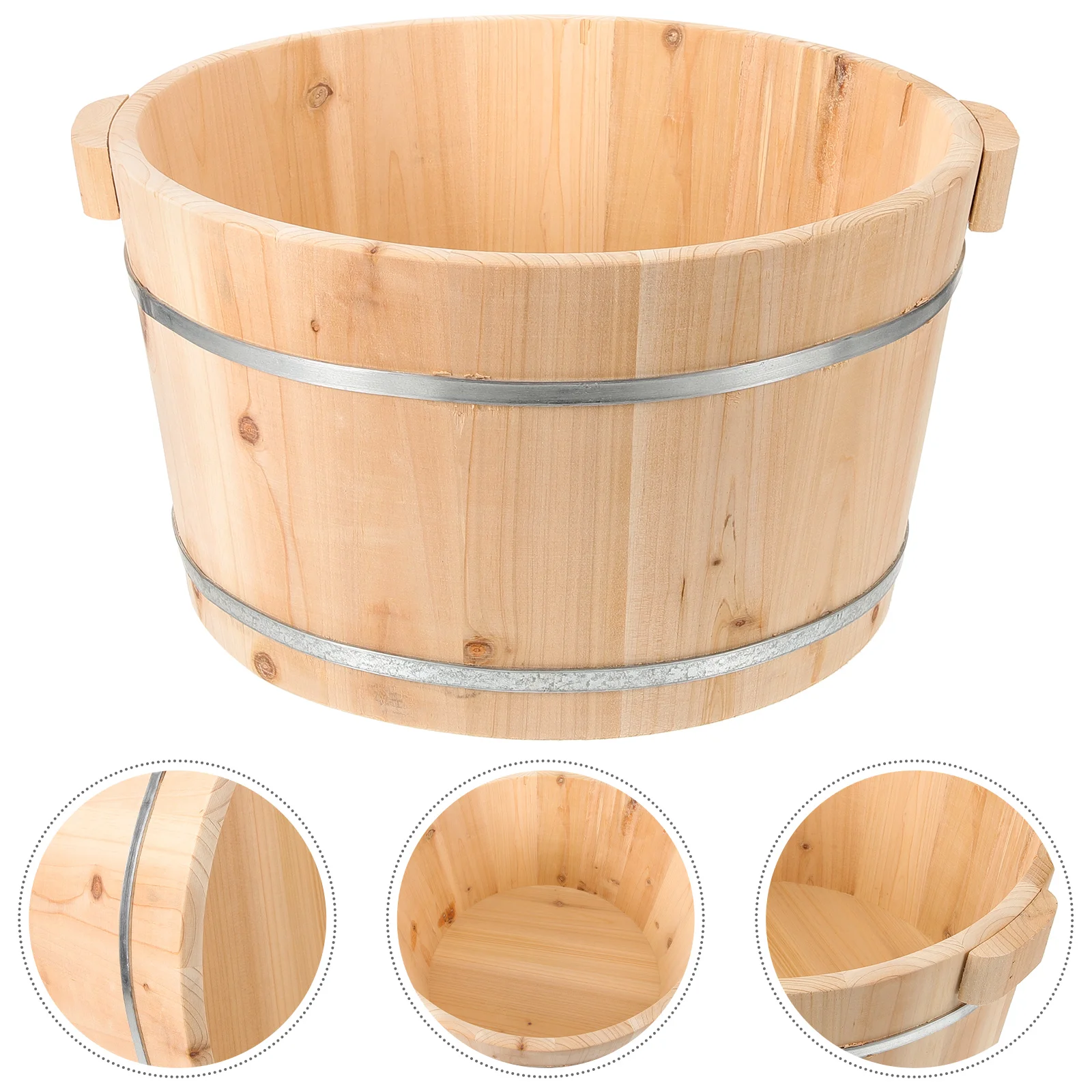 

Household Foot Bucket Bath Washing Basin Soak Wood Soaking Tub Baths Pedicure Laundry