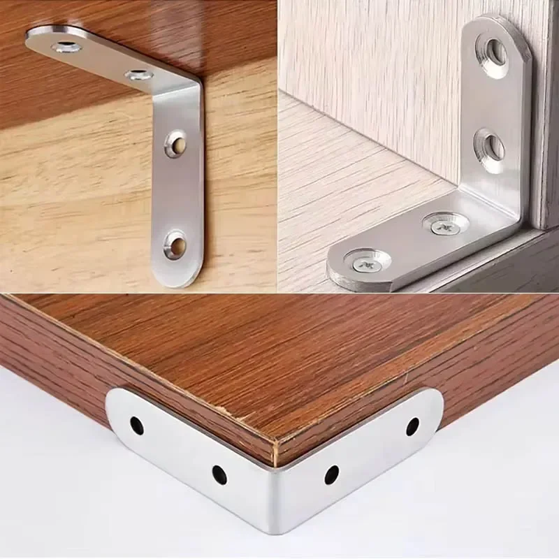 90 Degree Angle Corner Brackets Stainless Steel Corner Brace Fastener Wall Brackets Hanger for Shelves Table Chair 10PCS