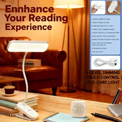 Adjustable LED Desk Lamp with Touch Control - Perfect for Office, Study, and Reading (WHITE)