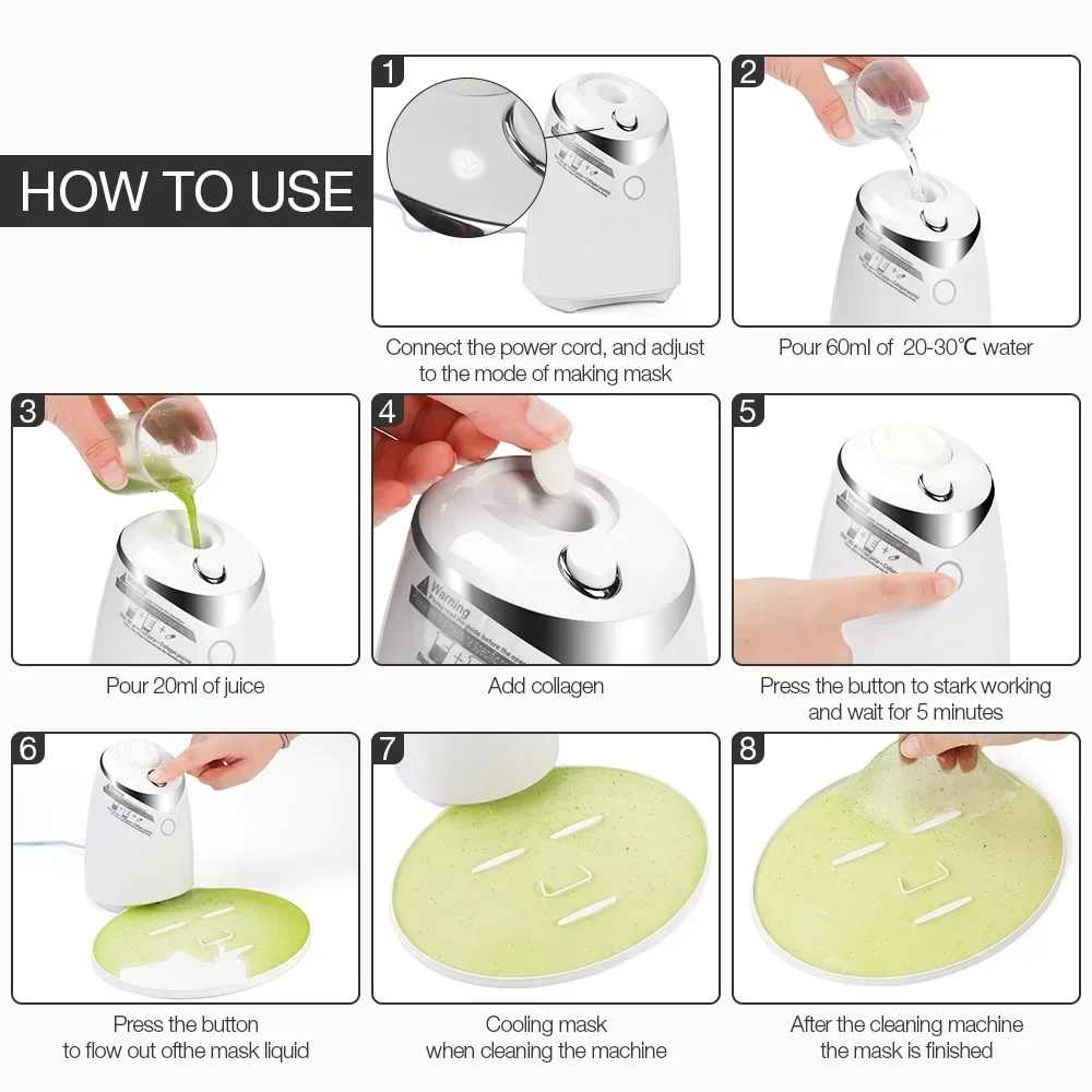 DIY Mini Face Mask Maker Automatic Vegetable Natural Collagen Fruit Face Mask Machine Skin Care Brush wtih 10Pcs Mask Molds 4