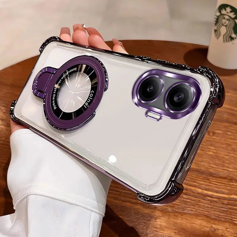 Luxury Airbag Electroplating Bracket TPU Shockproof Bumper Case Cover