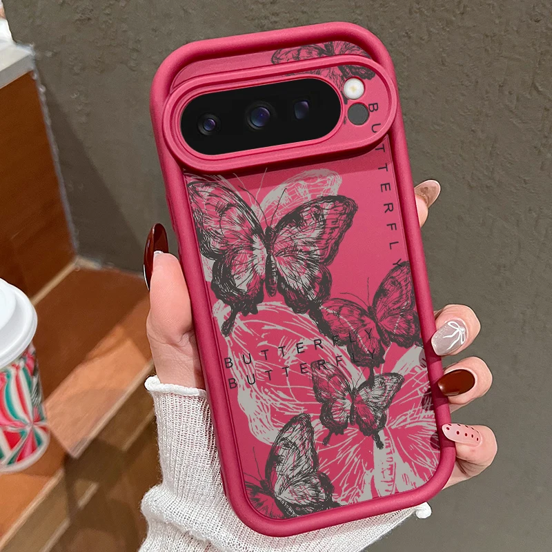 Elegant Black Butterfly Pattern Shockproof TPU Phone Case