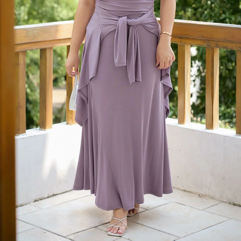 Plus Size Women's Skirt Premium Fashion Slim Modal A-Line Fishtail Long Skirt With Draping Effect