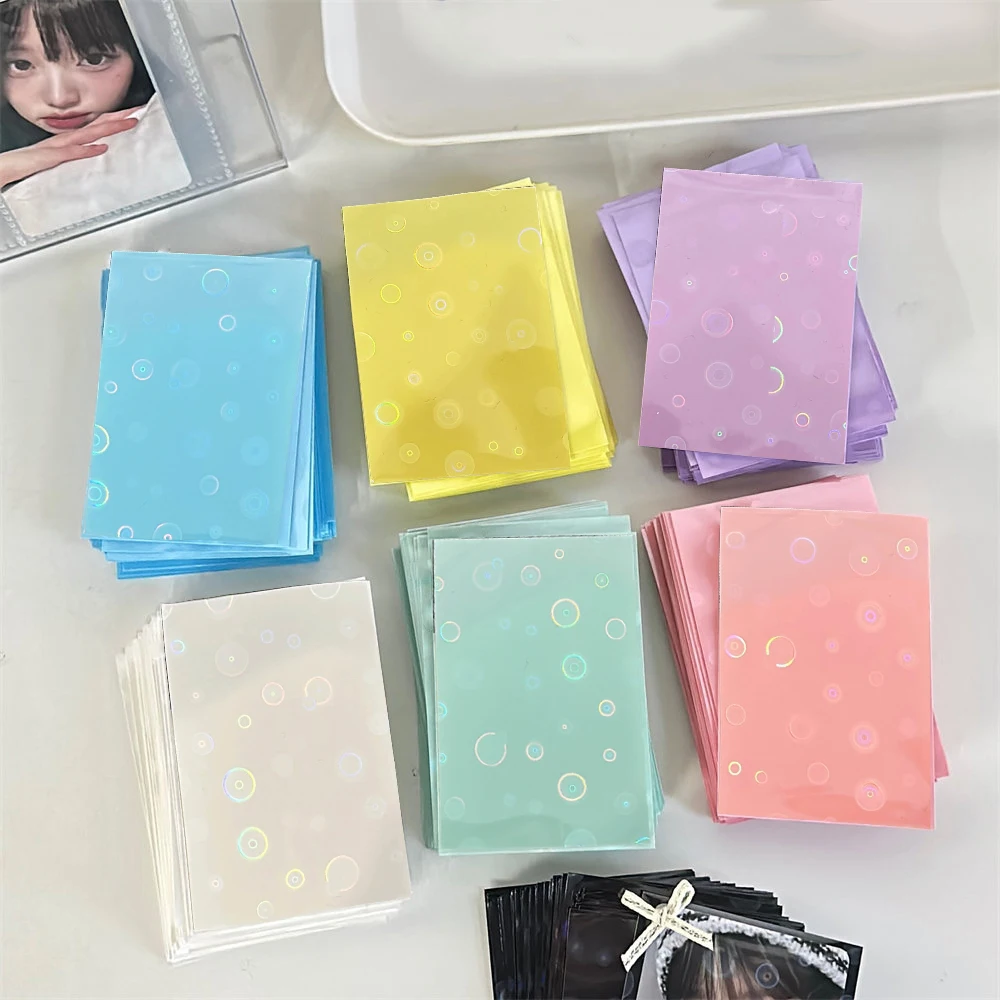 50PCS Laser Dot Decor Photocard Sleeves Holographic Photocard Holder Protective Cover Transparent Card Packaging Supplies 5