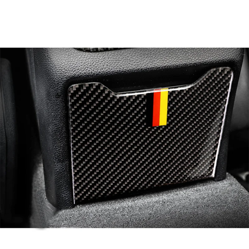 For Mercedes Benz E C Class W205 GLC Car Stickers Carbon Fiber Rear Armrest Storage Box Panel Trim interior Car Accessories