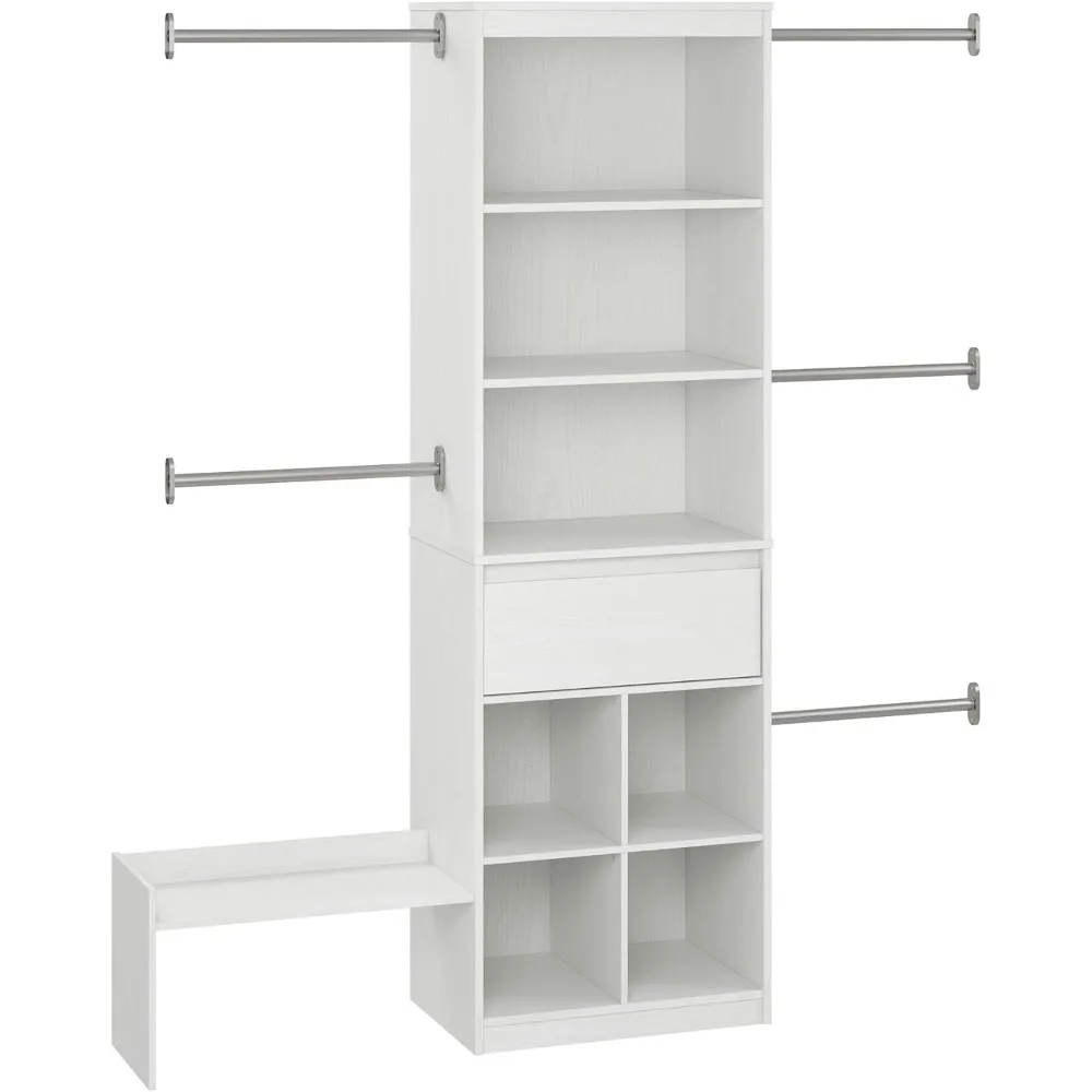 

Little Seeds Grow with Me Adjustable Kids’ Closet Organizer System, White Storage Cabinet, Adjustable Shelf Storage Cabinet