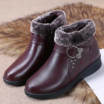 New Women Boots Warm Plush Ladies Boots Zipper Women Shoes Soft Ankle Boots Platform Comfortable Botas Mujer Winter Shoes Female