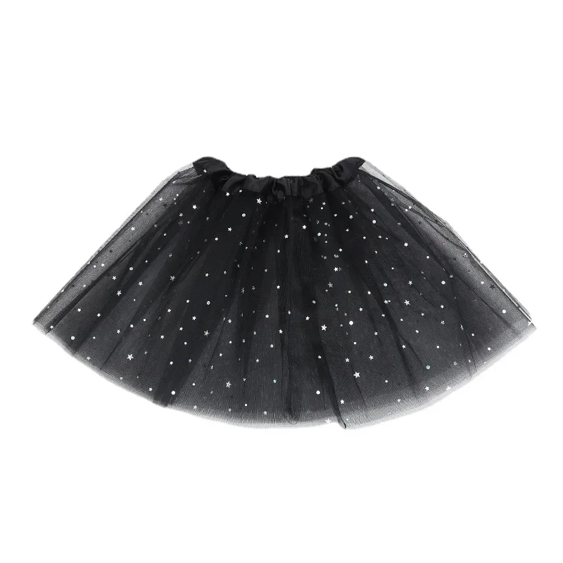 Girls Tulle Star Short Tutu skirt Kids Glitter Dance Skirts For Girl Sequin 3 Layers Tulle Toddler Pettiskirt Child Chiffon 2-8 children skirts