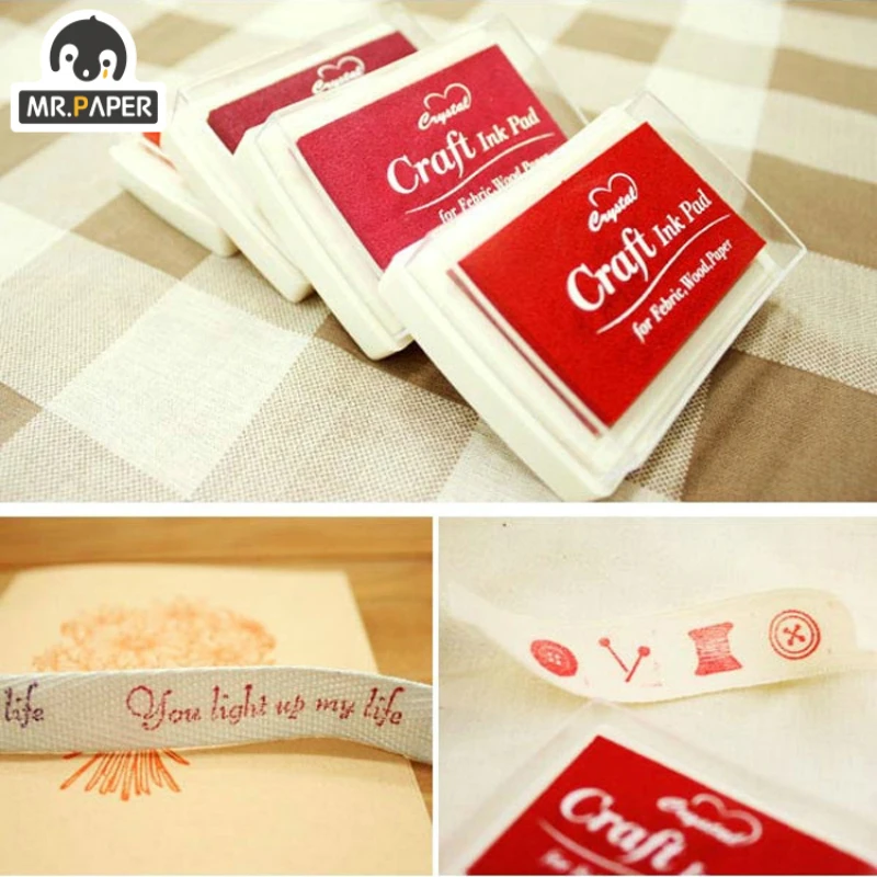 Mr Paper 15 Colors Inkpad Handmade DIY Craft Oil Based Ink Pad for Fabric Wood Paper Scrapbooking Ink pad Finger Painting
