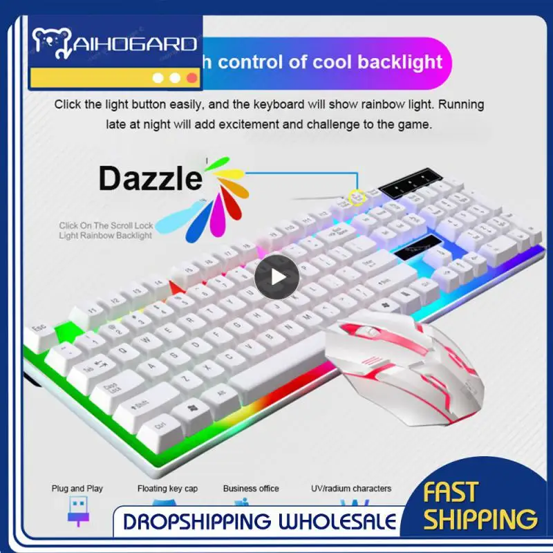 Wireless Punk Sensazione Meccanica Tastiera Mouse Set Ufficio Business Girl Key Mouse Ebay