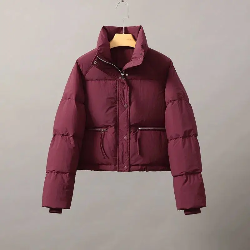 2023 New Women Cotton Clothes Short All-Match Stand Collar Thickened Thermal Cotton-Padded Clothes Hooded Coat