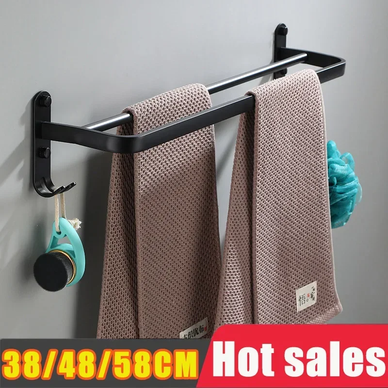 Bath towel bars Over door hanger rack Wall 40-60cm Aluminum storage shelf Shower clothes holder Hotel bathroom accessories towel rack towel holder
