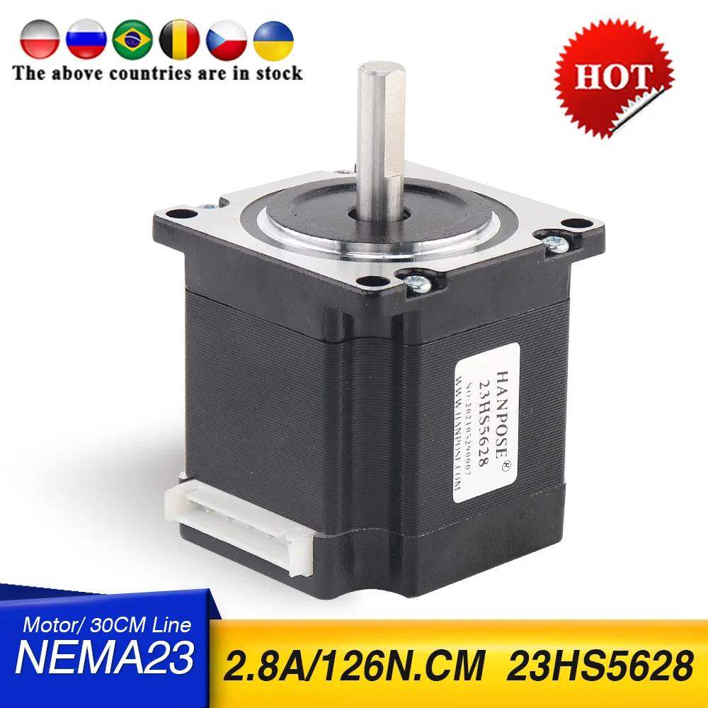 Stepper Motor Nema 23 4-lead 165 Oz-in 126N.CM 2.8A 6.35mm or 8mm shaft 23HS5628 57 step motor