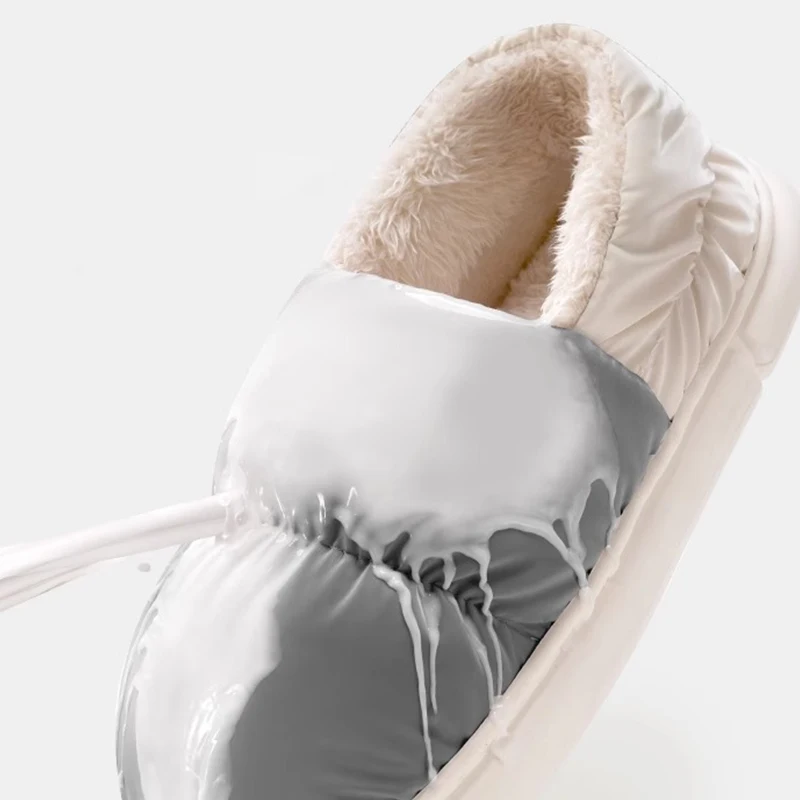 Men's cotton slippers for autumn and winter with a bag heel and warm, waterproof and oversized women's woolen cotton shoes 6