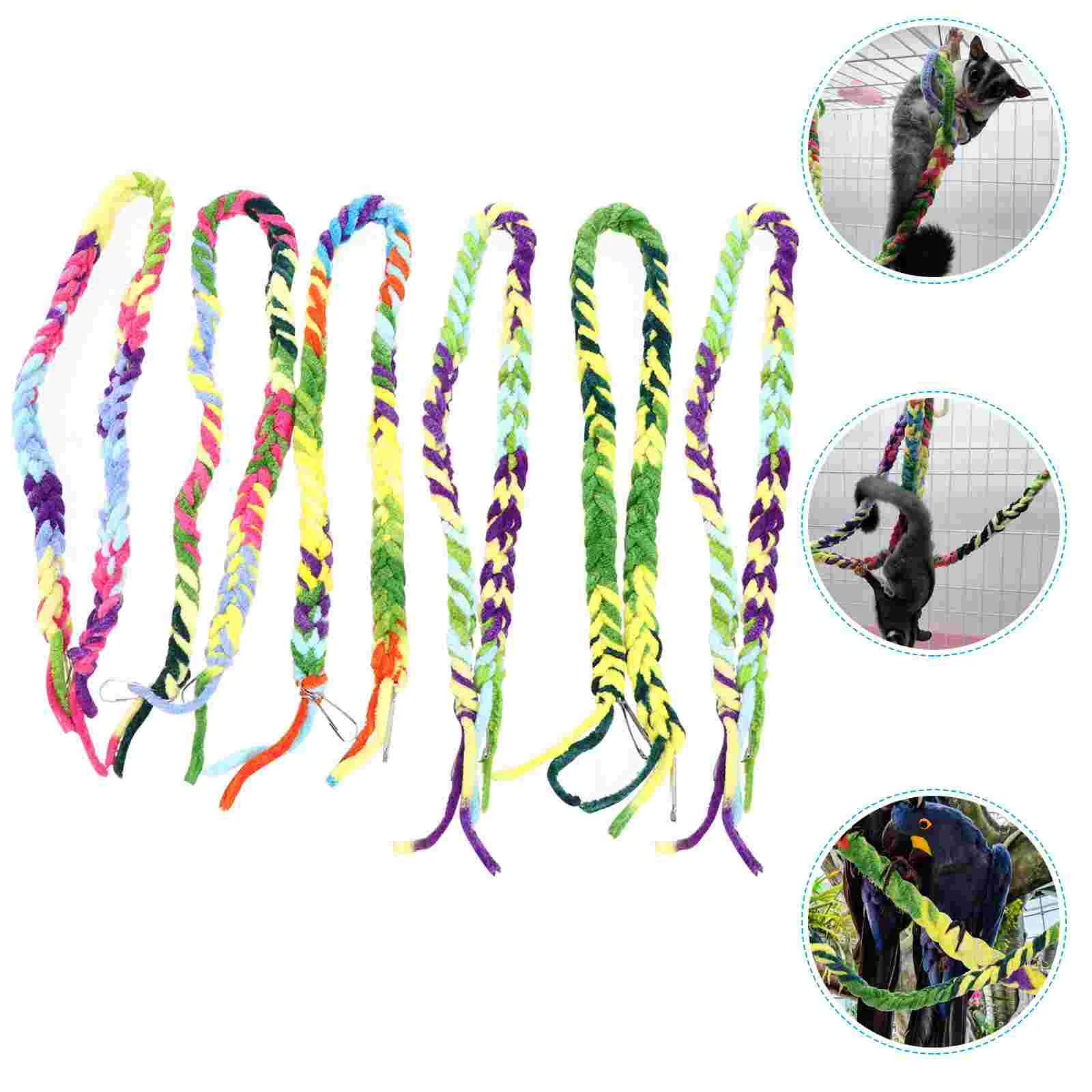 

6 Pcs to Climb Parrot Climbing Cotton Rope Fitness Toy Bird Chew Swing Plaything