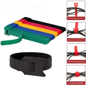 Reusable Hook and Loop Cable Ties Fastening Straps Multi-Purpose Wire Organizers for Computer/TV/Electronic Devices   20-50pcs