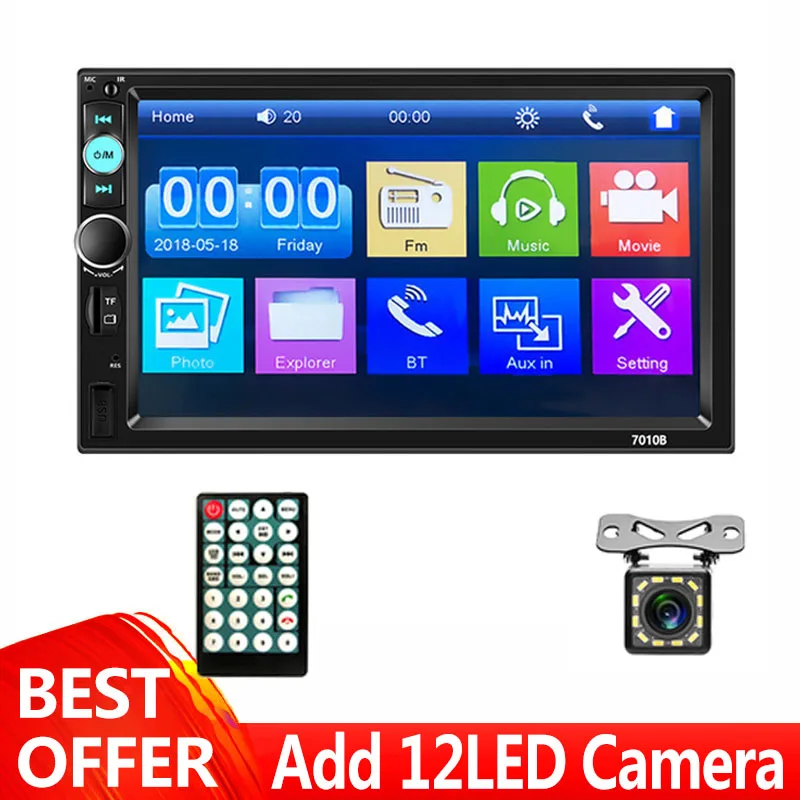 SIYA 2Din Car Radio 7" HD Touch Screen Stereo Android/IOS Mirror Link USB TF FM BT Camera Remote Control 7010B Multimedia Player best buy car audio Car Radios