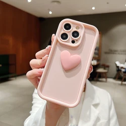Charming 3D Heart Silicone Shockproof Candy Phone Case in Soft Pastel Colors for iPhone 16e (Pink)