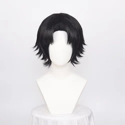 ccutoo Men's Black Synthetic Captain Chrollo Lucilfer Wigs Short Cosplay Costume Wigs Halloween Party Play Role