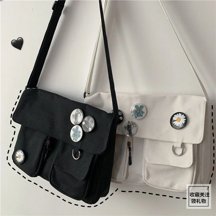 

Canvas Diagonal Cross Bag Youth Casual Version Ladies Large Capacity Handbags Shoulder Bag Solid Women Messenger Bags Satchel