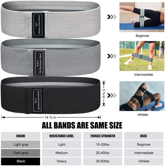WOSWEIR-1 PC Elastic Rubber Bands Set for Women Men for Fitness Gym Home Resistance Booties Band Hip Circle Expander Workout 2