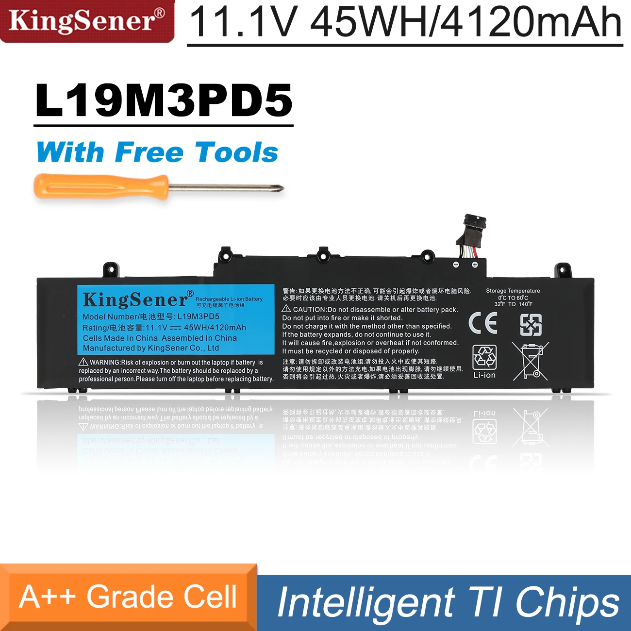 Kingsener L19m3pd5 L19d3pd5 Bateria do Portátil para Lenovo Thinkpad E14 E15 Gen 5b10x02594 5b10x02606 Tp00117a Tp00116c L19c3pd5