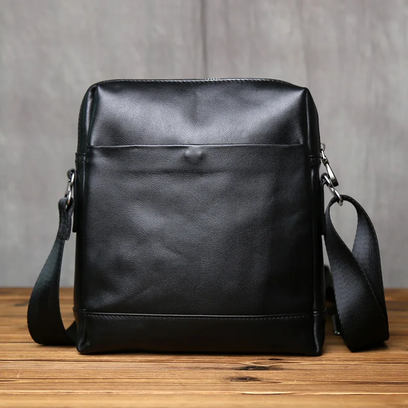 NZPJ Men's Genuine Leather Shoulder Bag Natural Top Layer Cowhide Crossbody Casual Bag for 10 Inch iPad Men's Bag