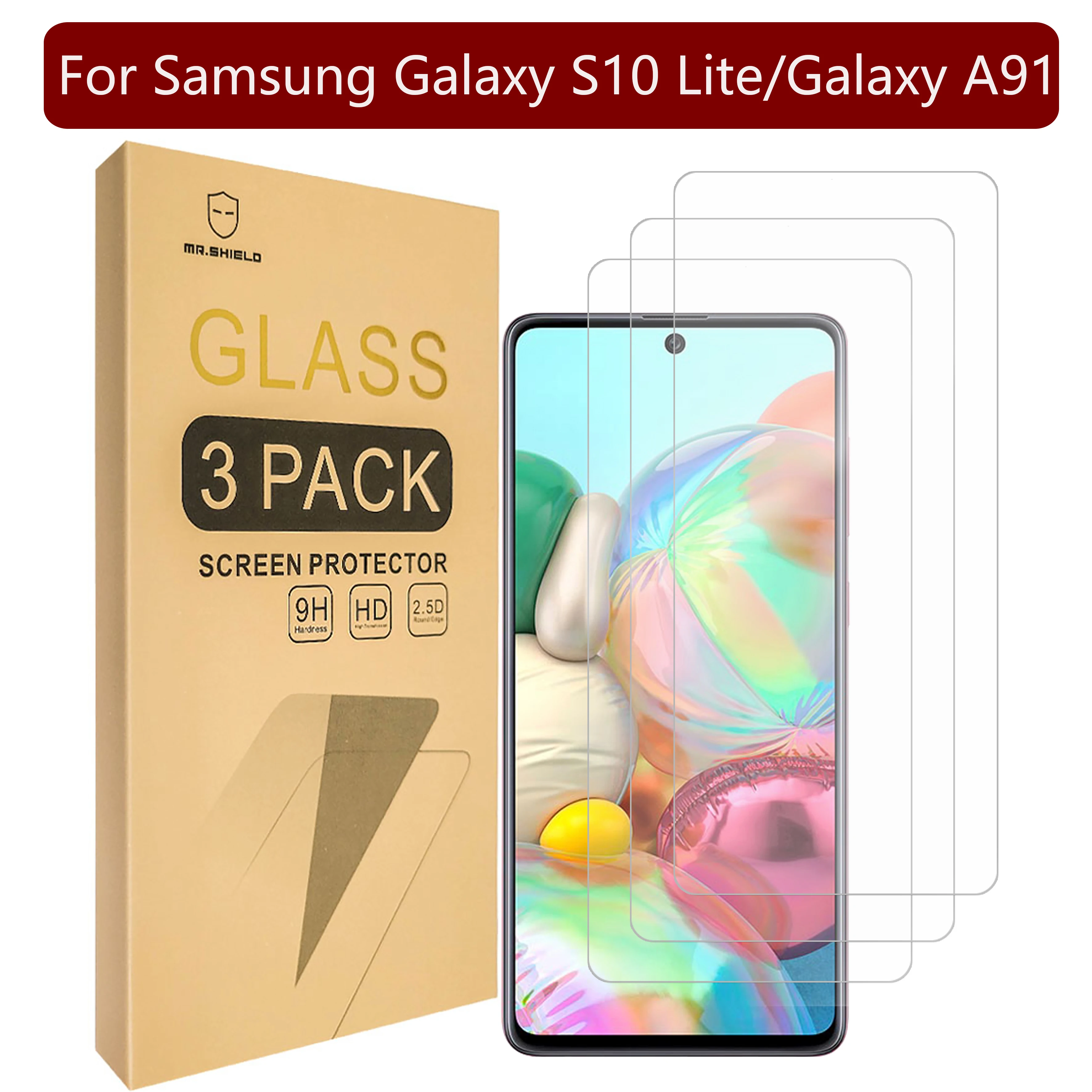 

Mr.Shield [3-Pack] Screen Protector For Samsung Galaxy S10 Lite / Galaxy A91 [Tempered Glass] [Japan Glass with 9H Hardness]