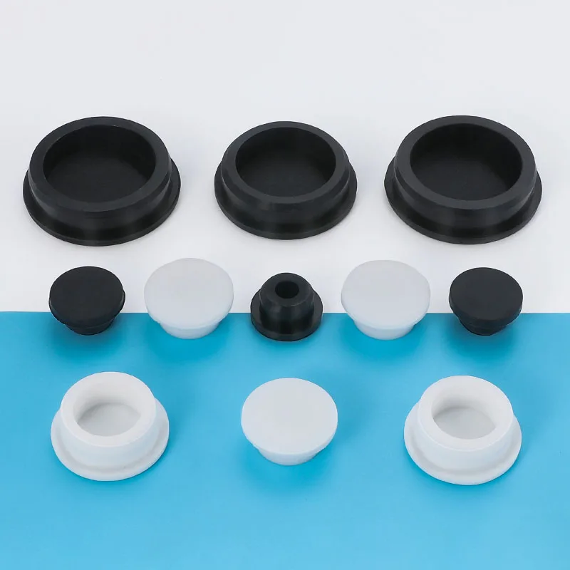 Silicone Rubber Hole Caps Plugs 2Pcs 6.8 7.3 7.8 8.3 9 to 25mm Seal Stopper T Type High Temperature Dustproof Plug White Black silicone rubber plugs silicone tube caps rubber end cap