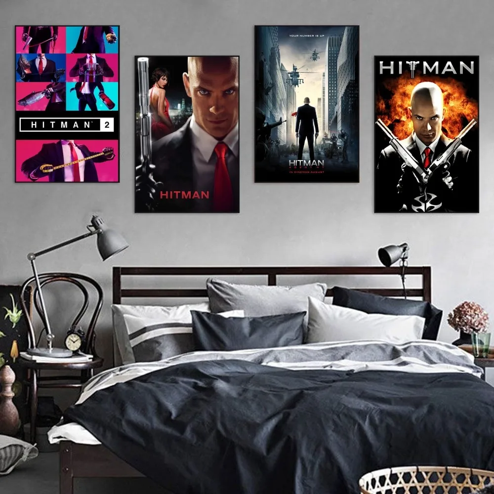 Hitman Movie Classic Poster Autoadesivo Art Poster Retro Kraft Paper Sticker Diy Room Bar Cafe Vintage Pittura Decorativa