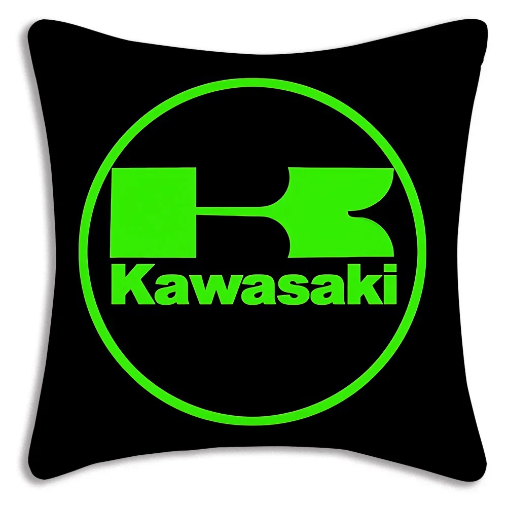 Motorcycle Pillow Covers Cartoon K-Kawasakis Sofa Decorative Home Double-sided Printing Short Plush Cute Cushion Cover