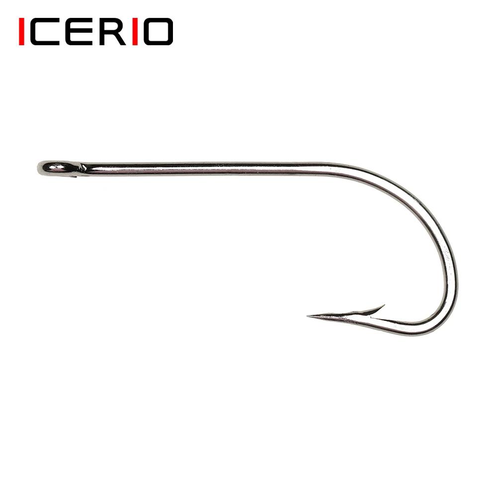 

ICERIO 50PCS Stainless Steel O'SHAUGHNESSY Long Shank Saltwater Fishing Hook Clouser Minnow Sculpin Streamer Fly Tying Hooks