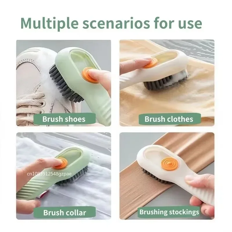1pc Press Automatic Liquid Out Brush Multifunctional Long Handle Brushes Soap Dispenser Household Shoes Clothes Cleaning Tools 4