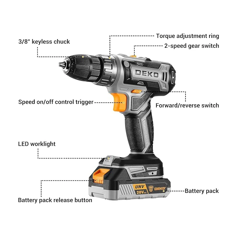 Cordless Drill Driver Kit for Woodworking and Household Tools