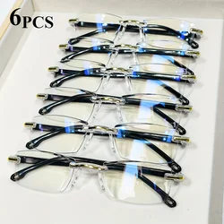 Pack of 6 Rimless Lightweight Blue Light Blocking Reading Glasses - Enhanced Clarity - +350