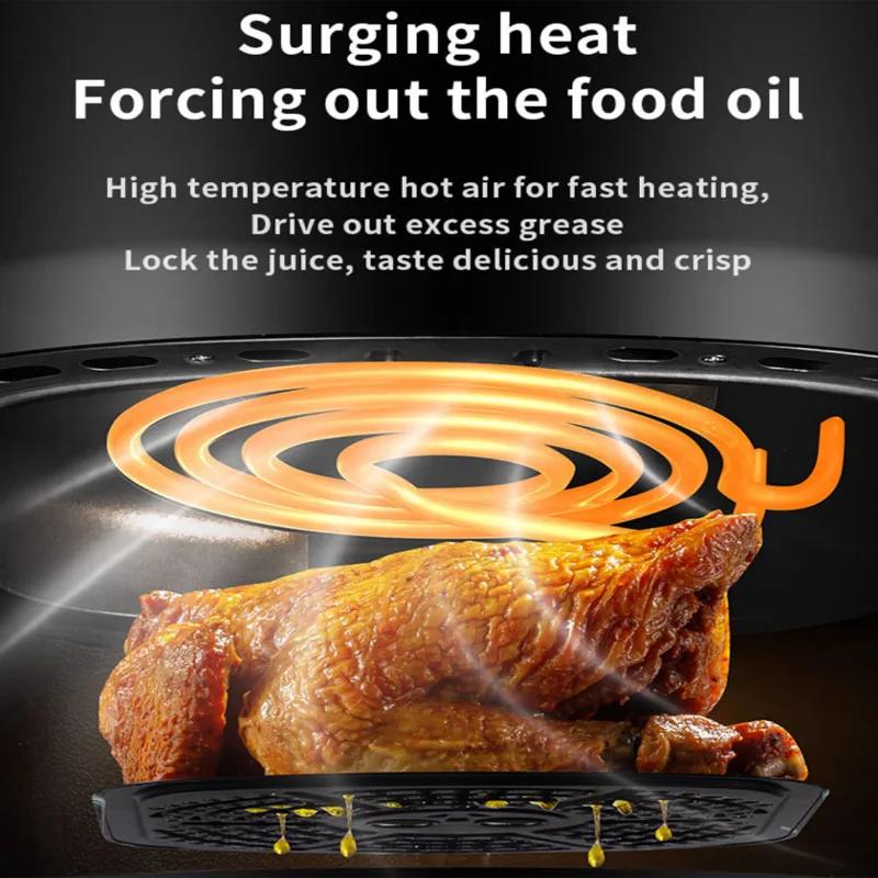 New 8L Stainless Steel Large-Capacity Air Fryer Household Visual Electric Oven Oil-Free Multifunctional Home Black White Green 2